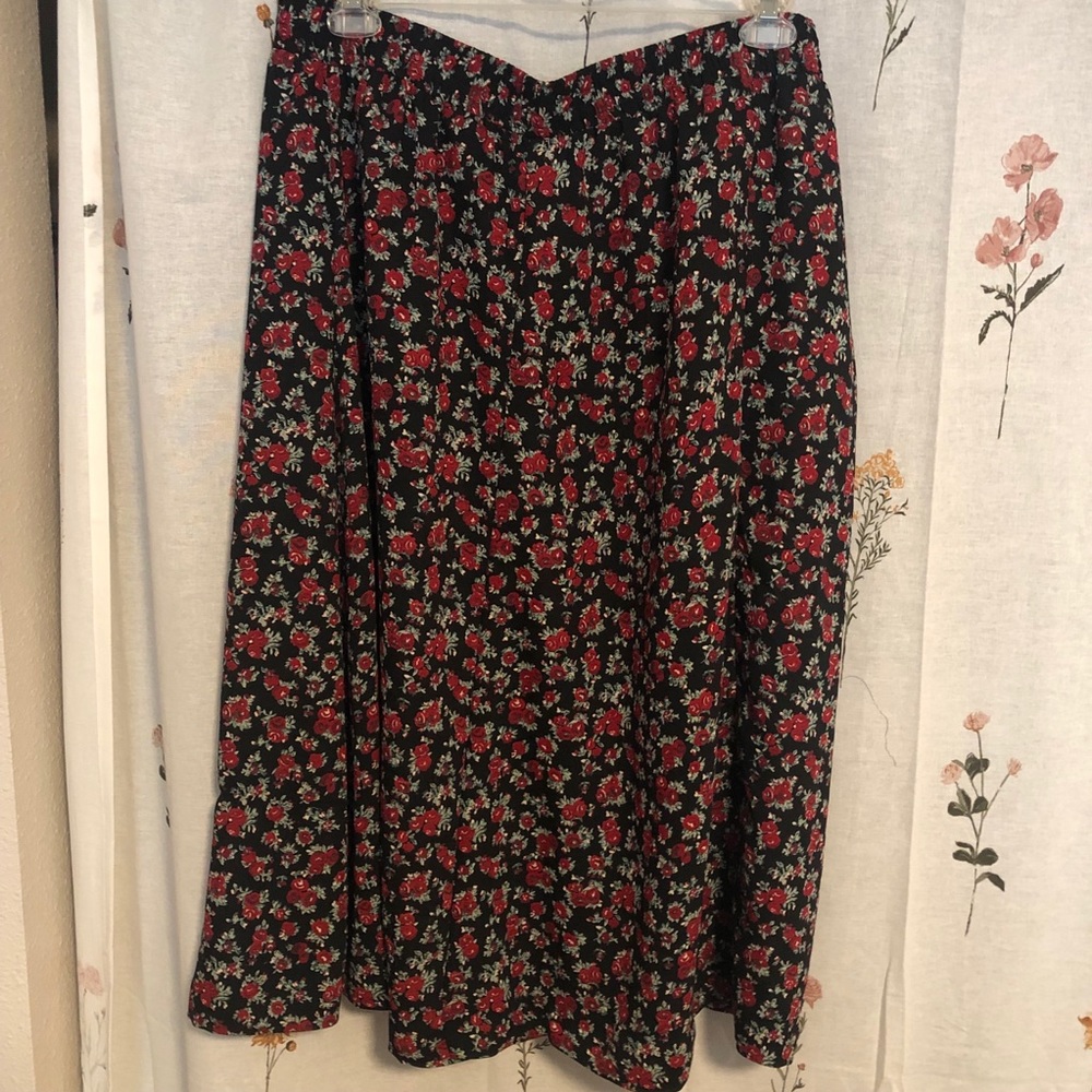 Vintage Floral Midi Skirt